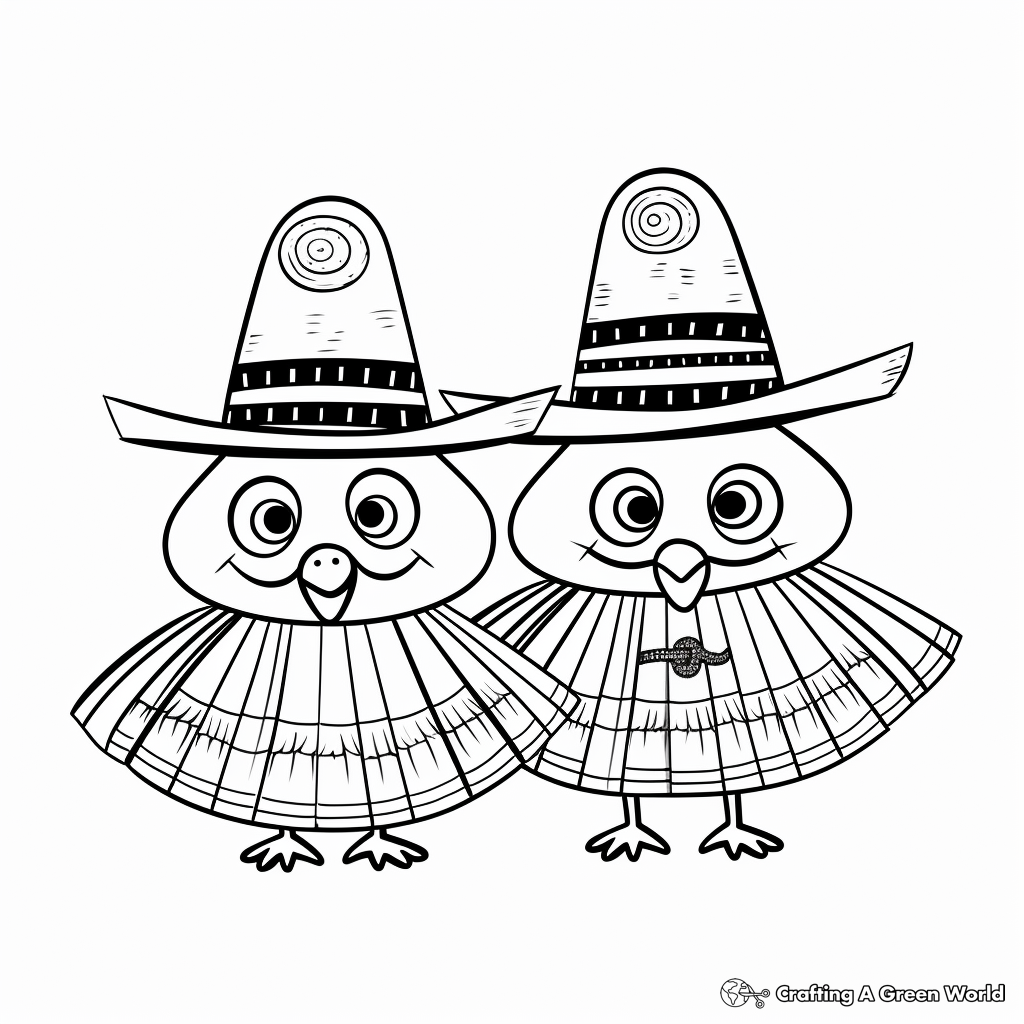 Children-Friendly Turkey With Pilgrim Hats Coloring Pages 3