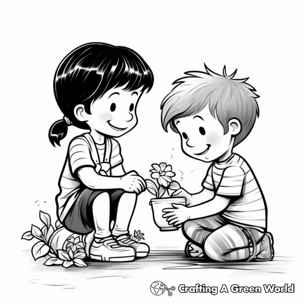 Children Sharing Kindness Coloring Sheets 1