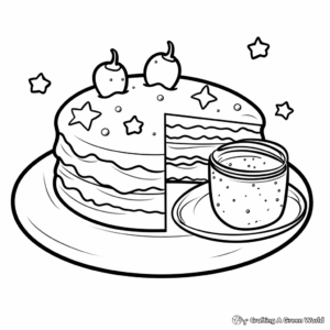 Children’s Simple Sponge Cake Coloring Pages 1