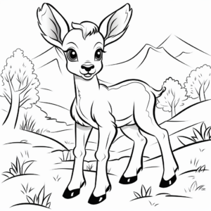 Children's Bighorn Sheep and Landscape Coloring Pages 2