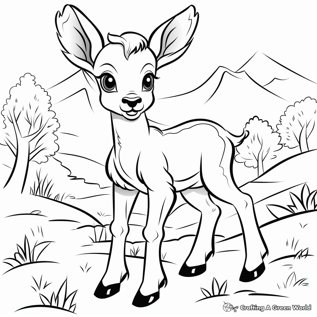 Children's Bighorn Sheep and Landscape Coloring Pages 2
