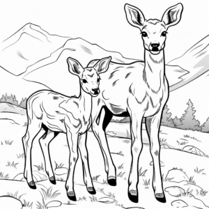 Children's Bighorn Sheep and Landscape Coloring Pages 3