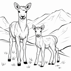 Children's Bighorn Sheep and Landscape Coloring Pages 4