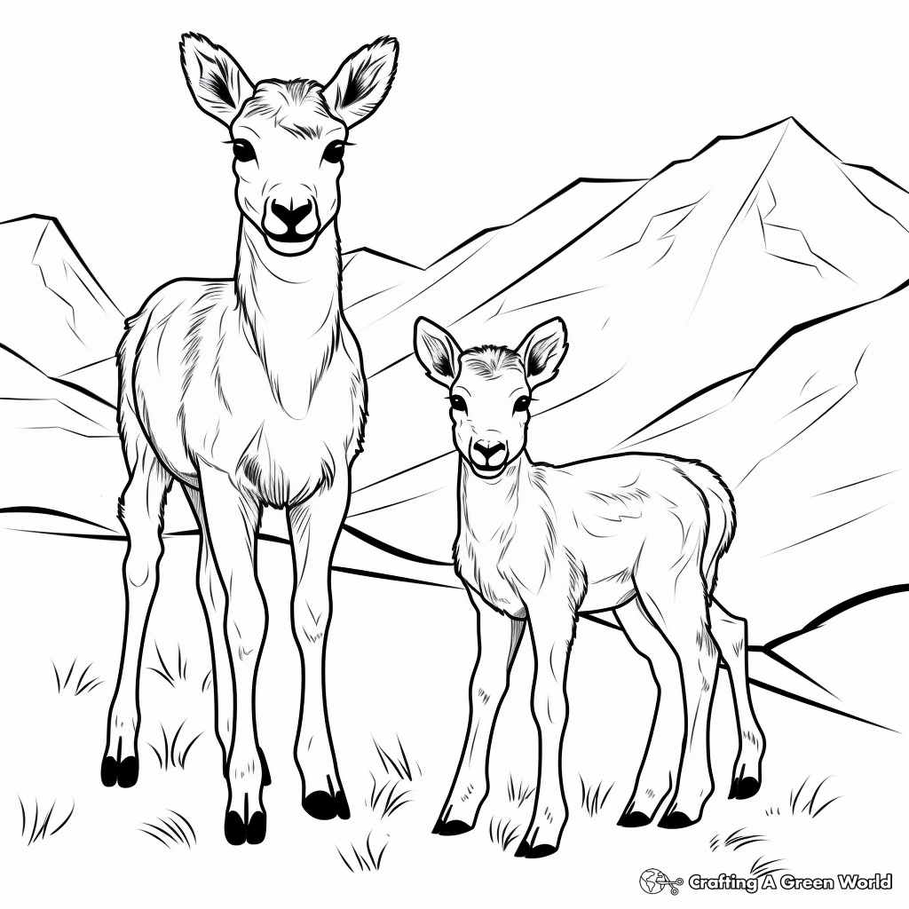 Children's Bighorn Sheep and Landscape Coloring Pages 4