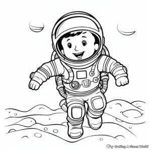 Children's Cartoon Astronaut Coloring Pages 1