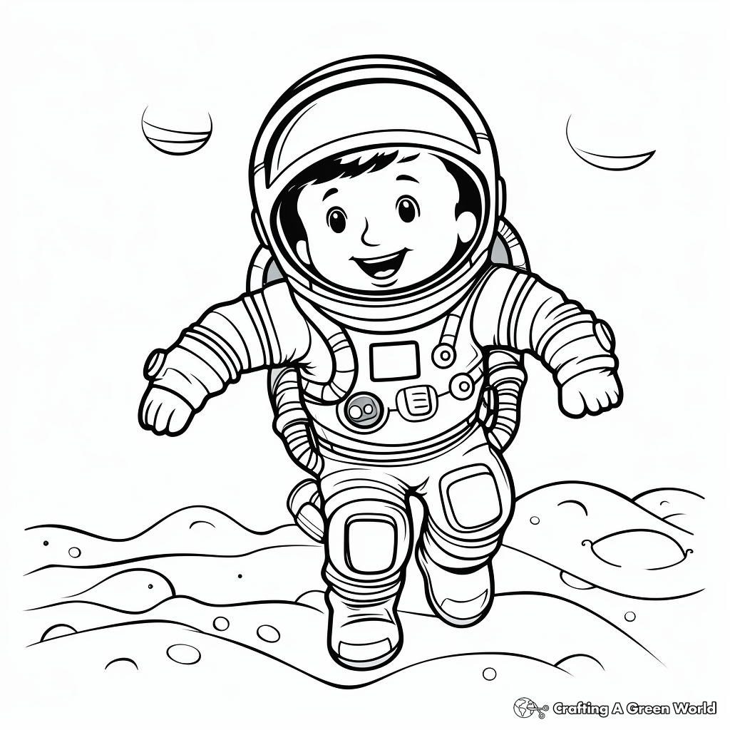 Children's Cartoon Astronaut Coloring Pages 1