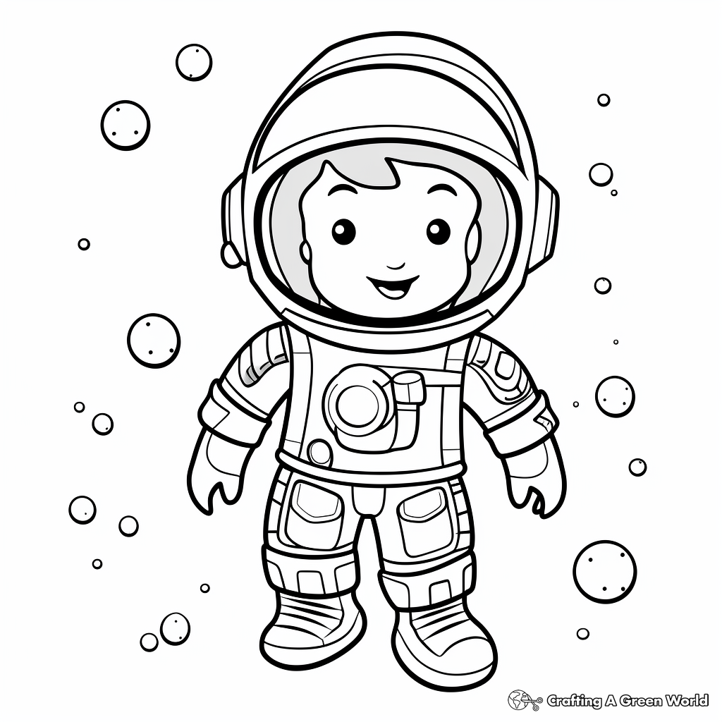 Children's Cartoon Astronaut Coloring Pages 3