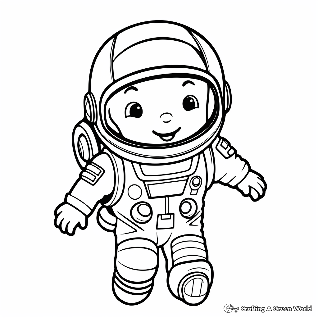 Children's Cartoon Astronaut Coloring Pages 4