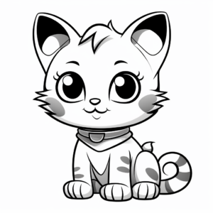 Children's Cartoon Kitty Coloring Pages 1