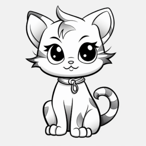 Children's Cartoon Kitty Coloring Pages 4