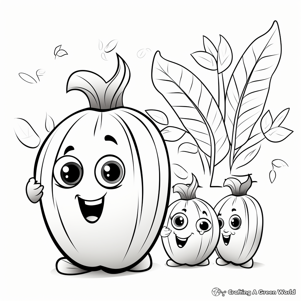 Children's Easy Garden Vegetable Coloring Pages 1
