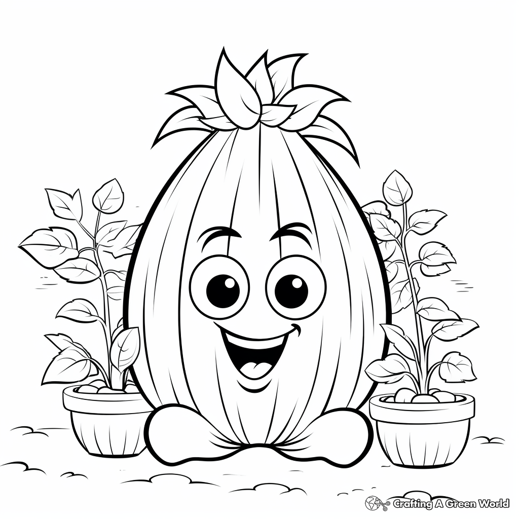 Children's Easy Garden Vegetable Coloring Pages 2