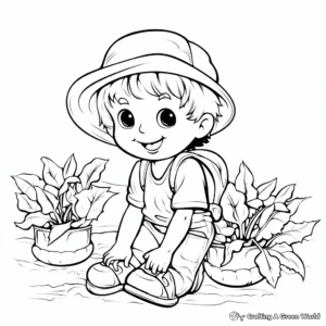 Children's Easy Garden Vegetable Coloring Pages 3