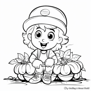Children's Easy Garden Vegetable Coloring Pages 4