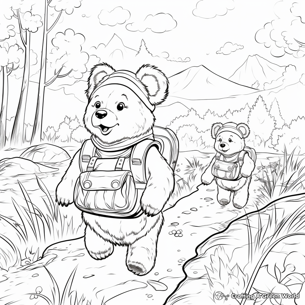 Children's Educational Bear Hunt Coloring Pages 1