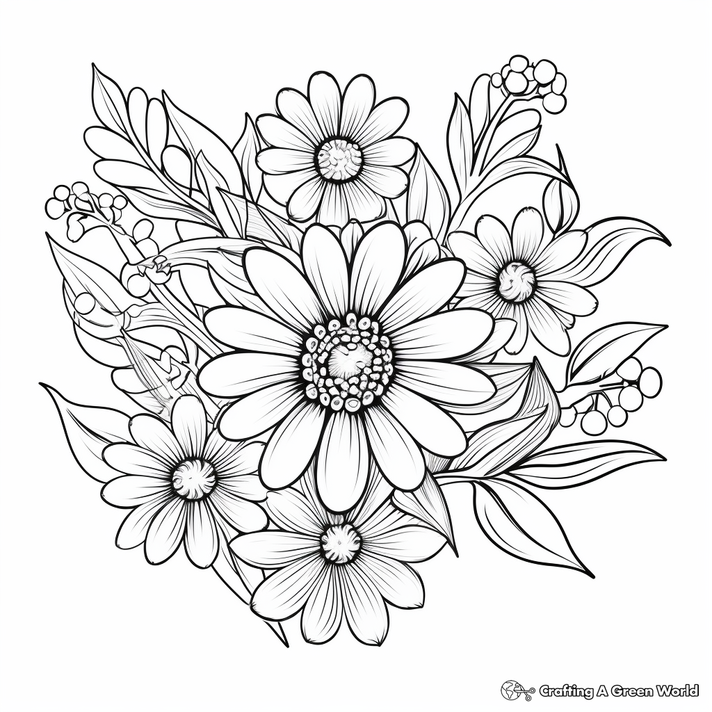Children's Friendly Daisy Coloring Pages: Simple yet Intricate 2