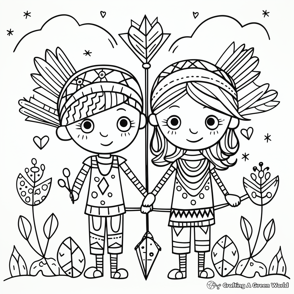 Children's Fun Boho Style Arrows Coloring Pages 1