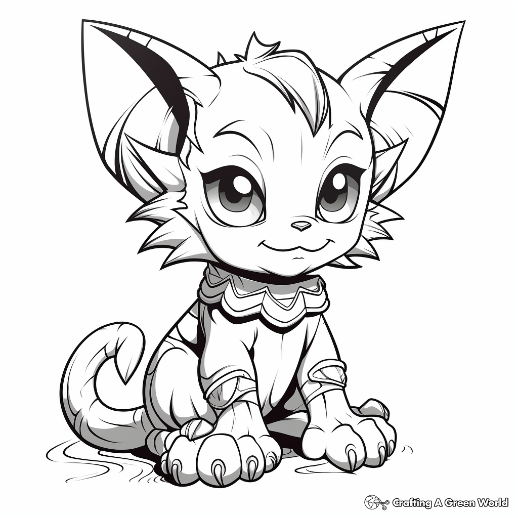Children's Fun Sphynx Kitten Coloring Pages 1