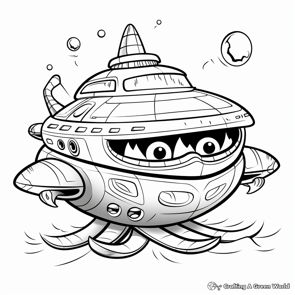 Children's Fun: Cartoon Alien Ship Coloring Pages 3