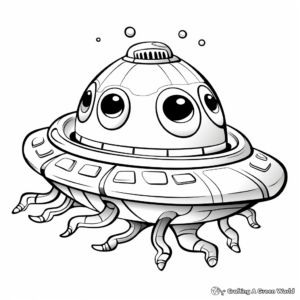 Children's Fun: Cartoon Alien Ship Coloring Pages 4