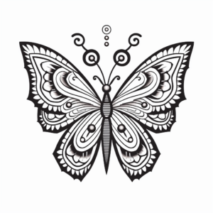 Children's Painted Lady Butterfly Mandala Coloring Sheets 2