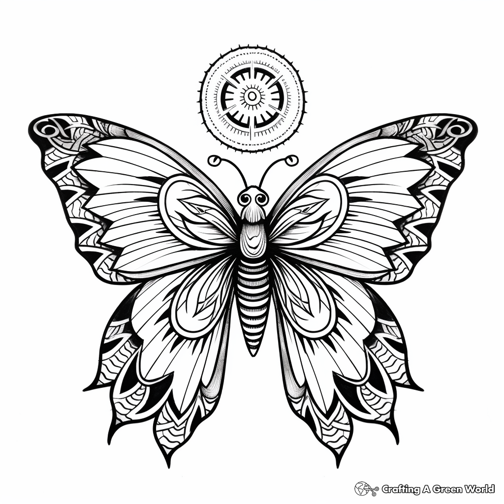 Children's Painted Lady Butterfly Mandala Coloring Sheets 3