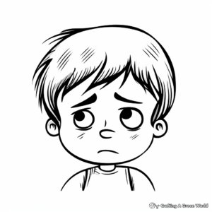 Children's Story Character Sad Face Coloring Sheet 2