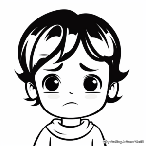 Children's Story Character Sad Face Coloring Sheet 4