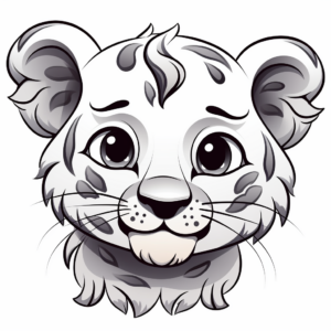 Chilling Snow Leopard Head Coloring Pages 1