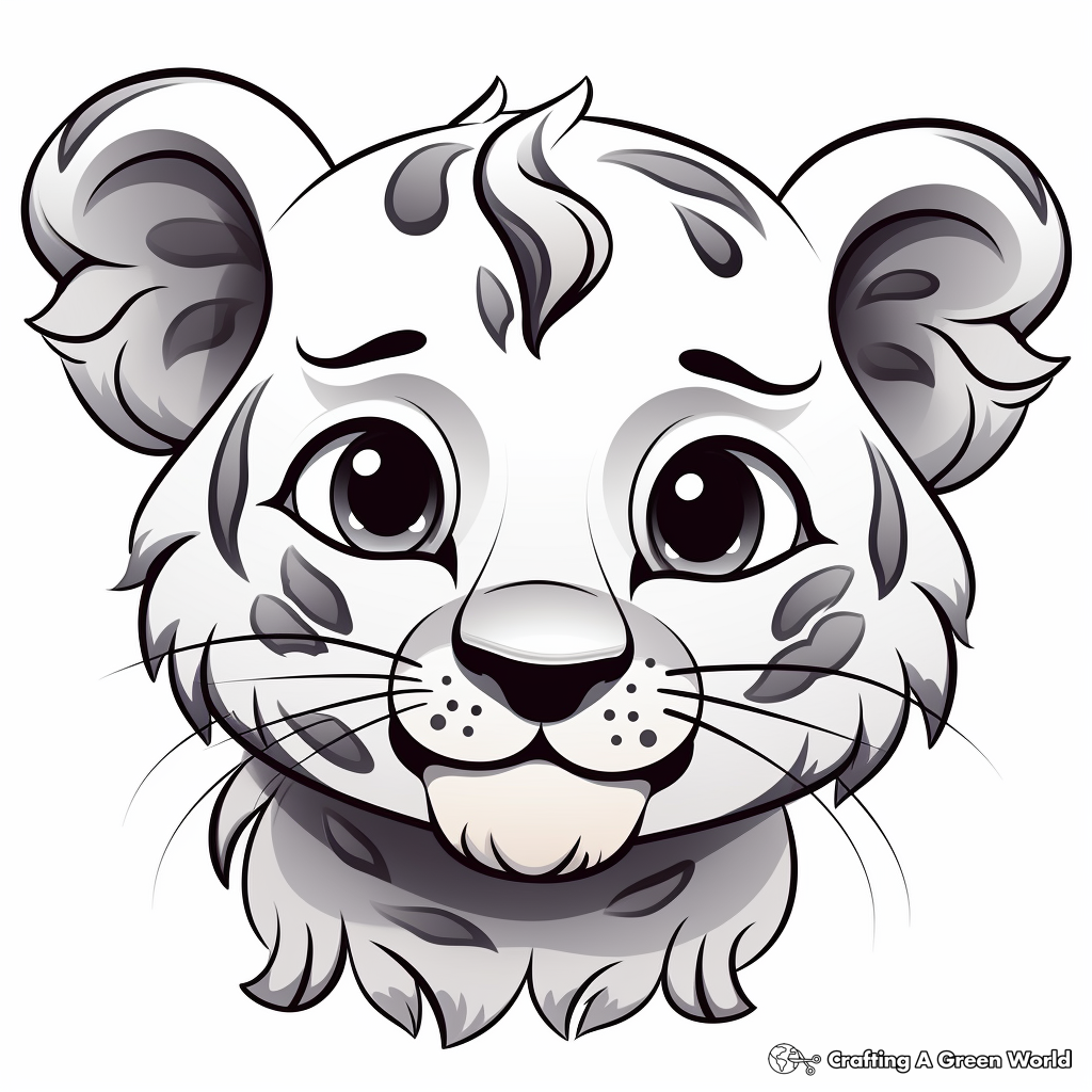 Chilling Snow Leopard Head Coloring Pages 1