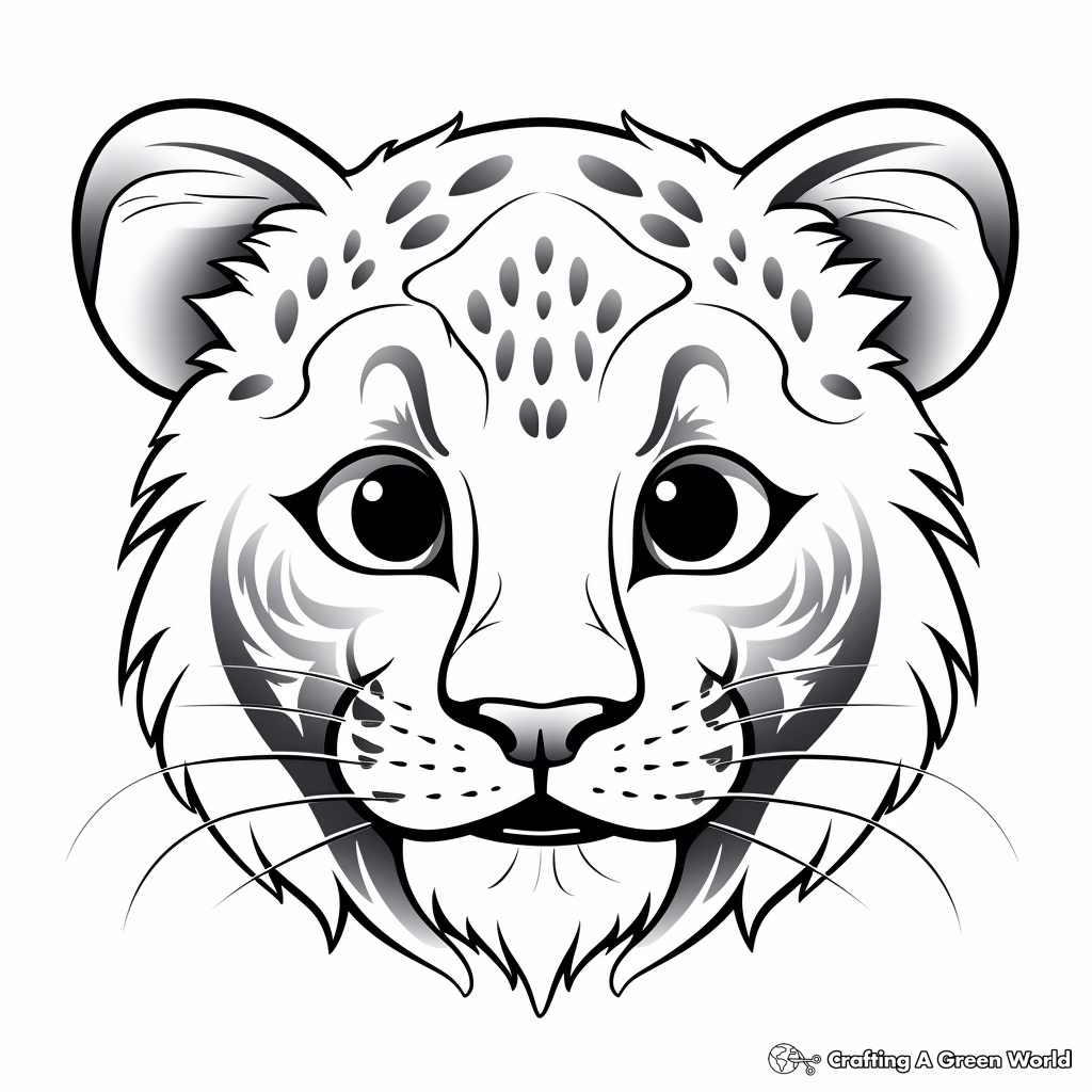 Chilling Snow Leopard Head Coloring Pages 2