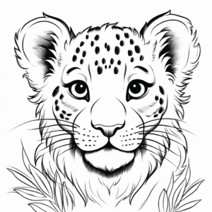 Chilling Snow Leopard Head Coloring Pages 3