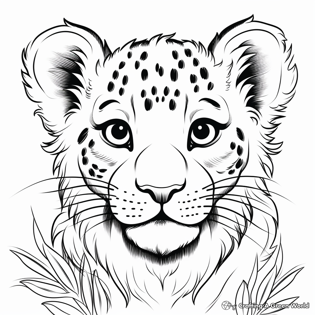 Chilling Snow Leopard Head Coloring Pages 3