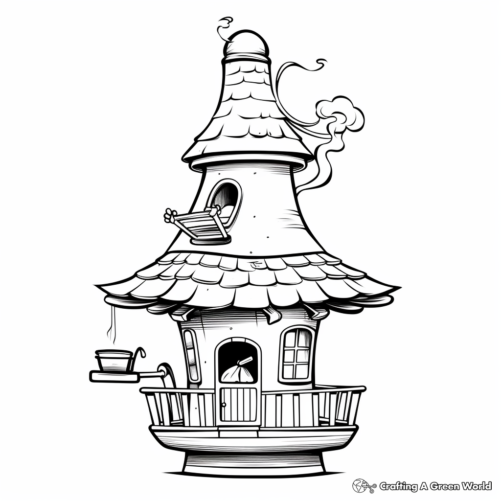 Chimney Bird Feeder Coloring Pages for Adults 1