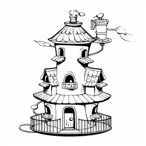 Chimney Bird Feeder Coloring Pages for Adults 2