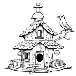 Chimney Bird Feeder Coloring Pages for Adults 3