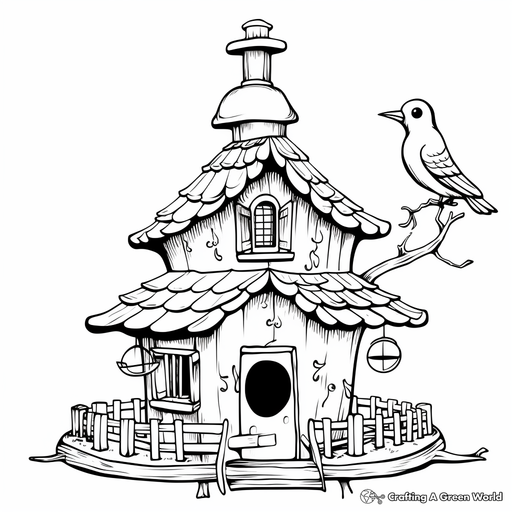 Chimney Bird Feeder Coloring Pages for Adults 3