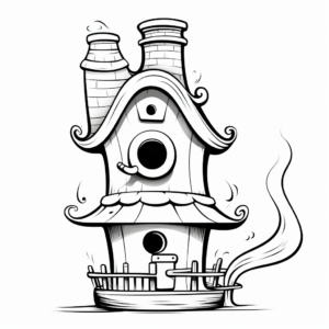 Chimney Bird Feeder Coloring Pages for Adults 4