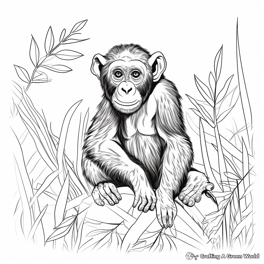 Chimpanzee Conservation-Themed Coloring Pages 1