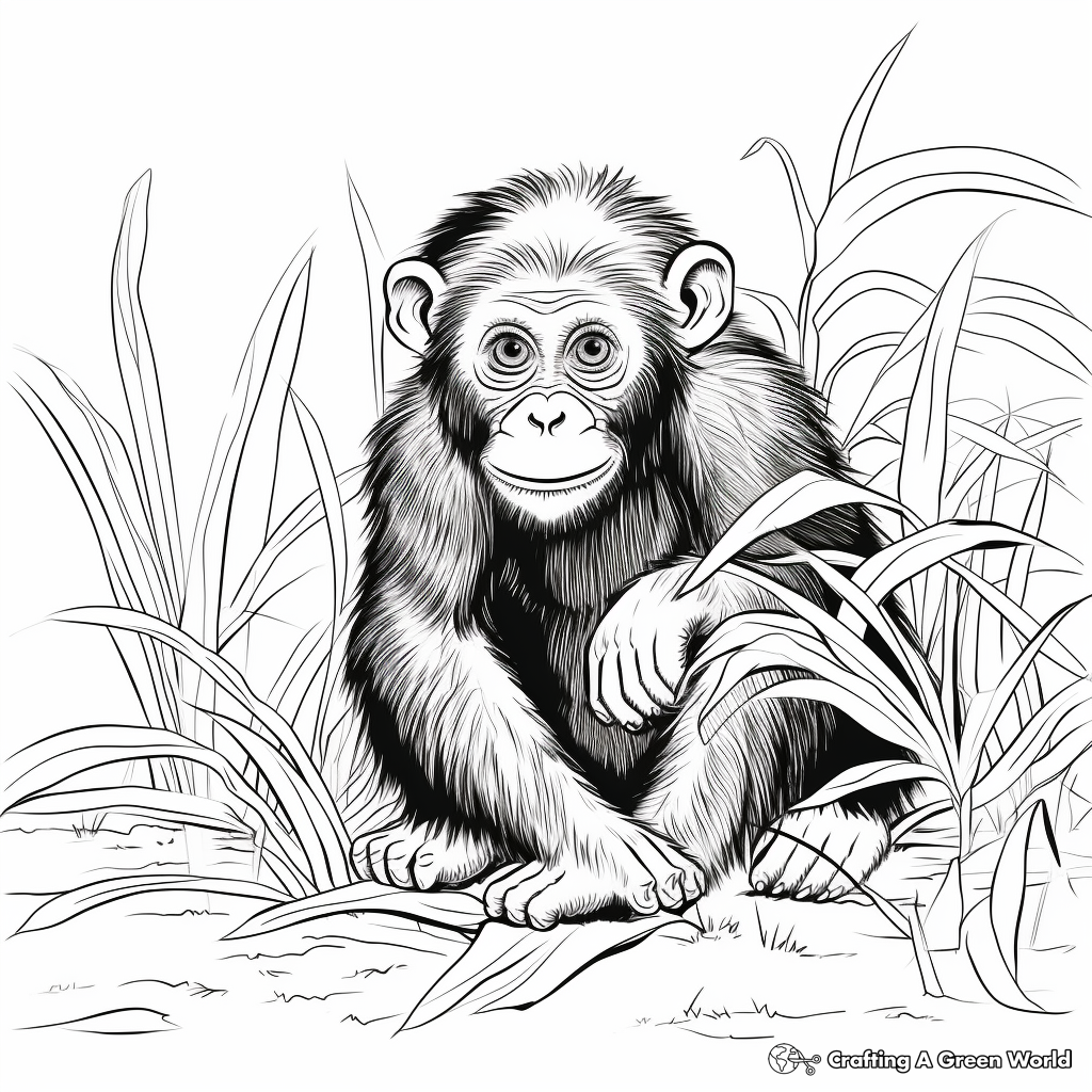 Chimpanzee Conservation-Themed Coloring Pages 3