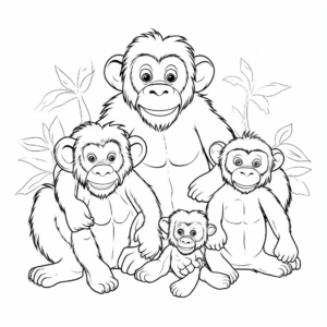 Chimpanzee Family Coloring Sheet 2