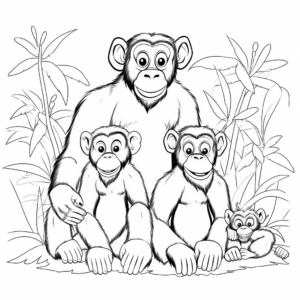 Chimpanzee Family Coloring Sheet 3