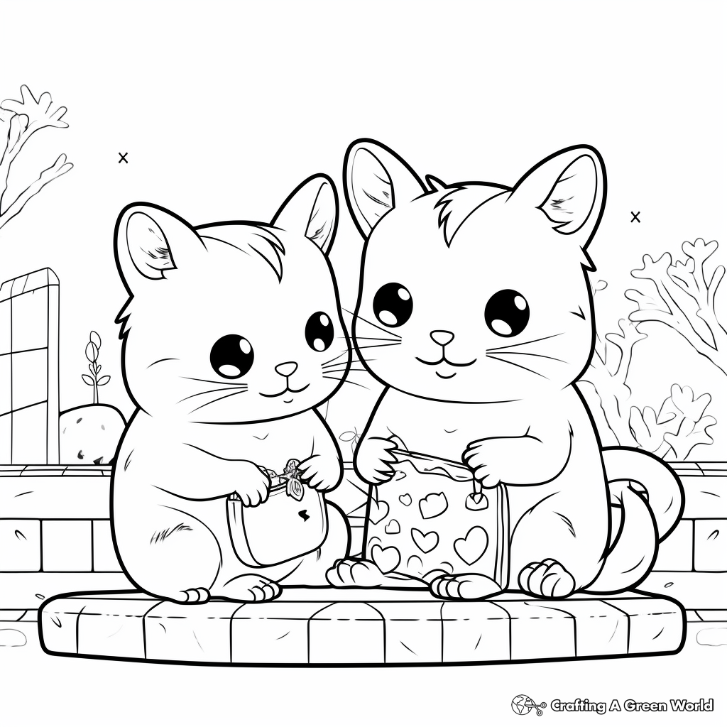 Chinchilla Pair Love Scene Coloring Pages 4