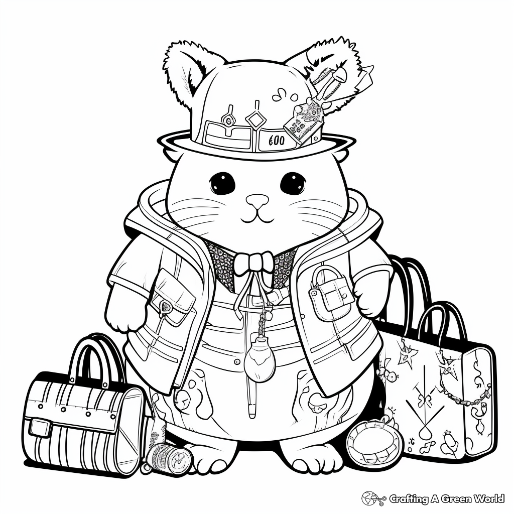Chinchilla with Accessories Dress-Up Coloring Pages 1