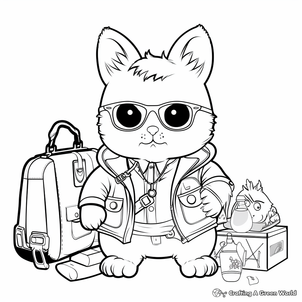 Chinchilla with Accessories Dress-Up Coloring Pages 3