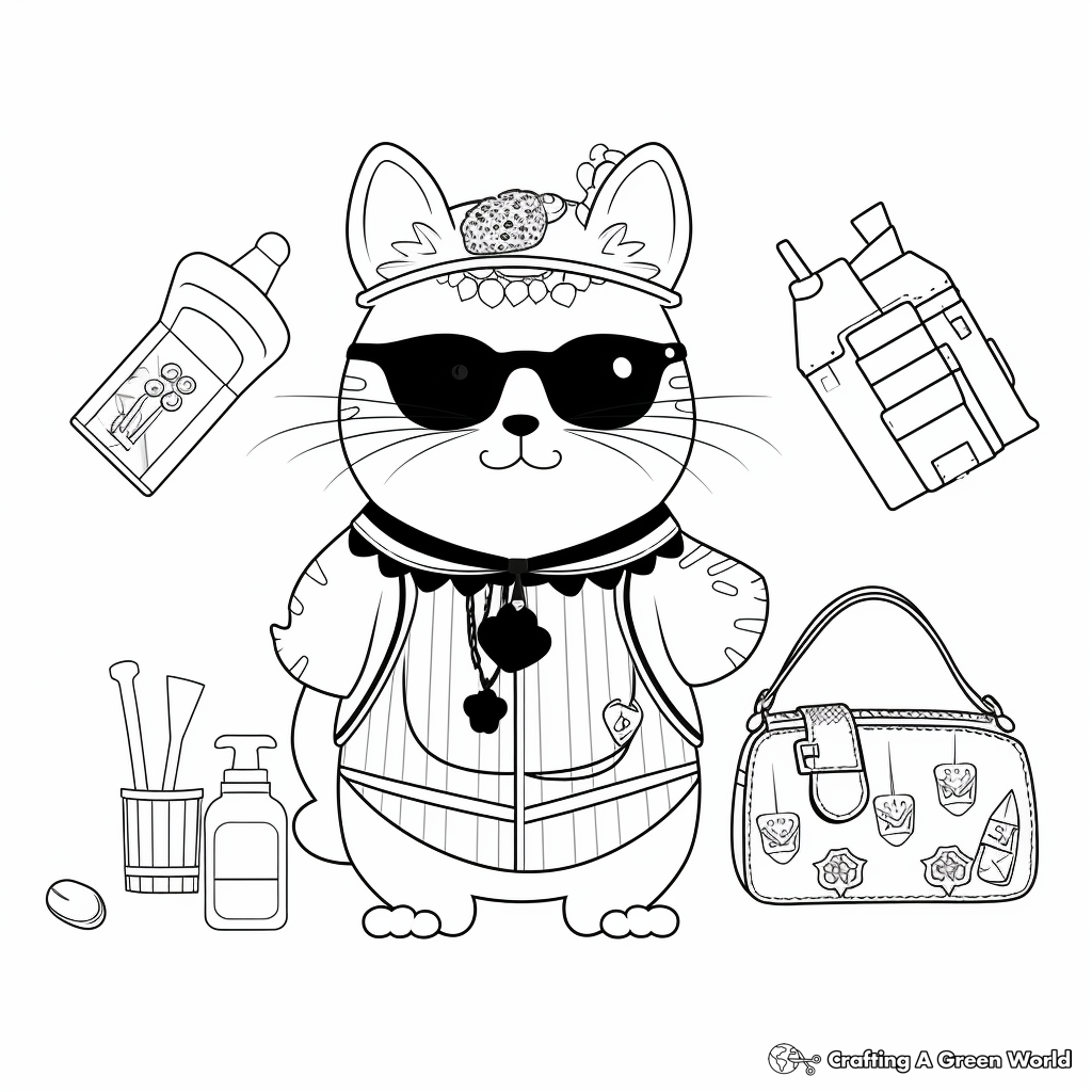 Chinchilla with Accessories Dress-Up Coloring Pages 4