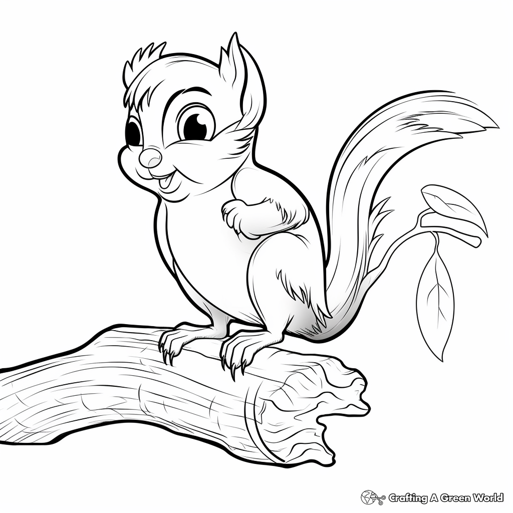 Chipmunk and Bird Friendship Coloring Pages 2