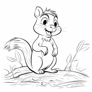 Chipmunk and Bird Friendship Coloring Pages 3