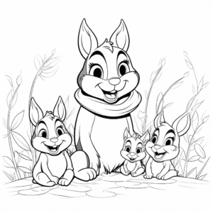 Chipmunk Family: Parents and Babies Coloring Sheets 4