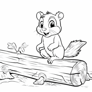 Chipmunk Habitat Coloring Pages: Tree Stumps and Fallen Logs 1